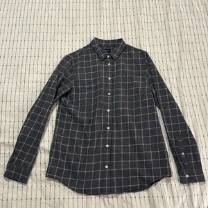 Wool & Prince Women’s Grey Windowpane Wool Button-down Small